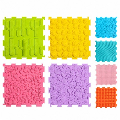 LEAN Toys Sensoryczne Puzzle Silikonowe Mata Ścieżka Sensoryczna Kolorowe 25 cm 12el.