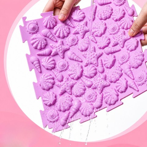 LEAN Toys Sensoryczne Puzzle Silikonowe Mata Ścieżka Sensoryczna Kolorowe 25 cm 12el.