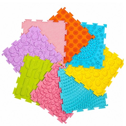 LEAN Toys Sensoryczne Puzzle Silikonowe Mata Ścieżka Sensoryczna Kolorowe 25 cm 12el.