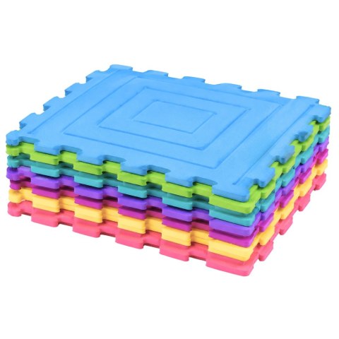 LEAN Toys Sensoryczne Puzzle Silikonowe Mata Ścieżka Sensoryczna Kolorowe 25 cm 12el.