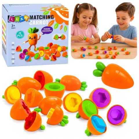 LEAN Toys Sorter Edukacyjny Marchewki Dopasowywanie Kształtów Kolorów 12 szt.