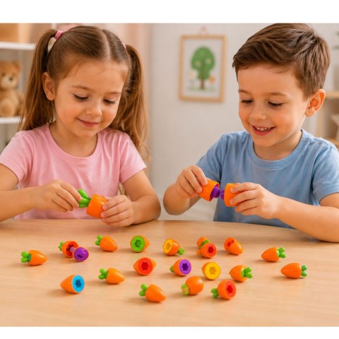 LEAN Toys Sorter Edukacyjny Marchewki Dopasowywanie Kształtów Kolorów 12 szt.