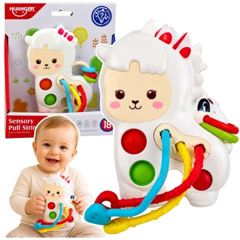 LEAN Toys Zabawka Sensoryczna Dla Malucha Lama Ze Sznurkami Pop-It Koraliki