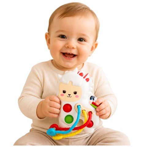 LEAN Toys Zabawka Sensoryczna Dla Malucha Lama Ze Sznurkami Pop-It Koraliki