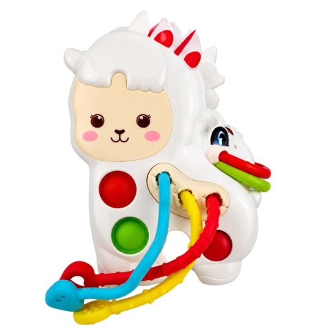 LEAN Toys Zabawka Sensoryczna Dla Malucha Lama Ze Sznurkami Pop-It Koraliki