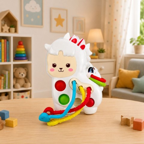 LEAN Toys Zabawka Sensoryczna Dla Malucha Lama Ze Sznurkami Pop-It Koraliki