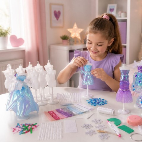 LEAN Toys Zestaw Do Szycia Sukienek Dla Lalek Mała Projektantka Mody DIY 143 el.