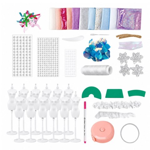 LEAN Toys Zestaw Do Szycia Sukienek Dla Lalek Mała Projektantka Mody DIY 143 el.