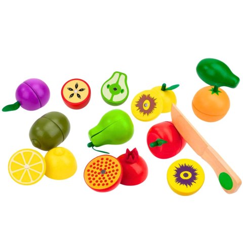 LEAN Toys Zestaw Drewniane Owoce Do Krojenia Magnetyczne Bezpieczny Nóż Deska