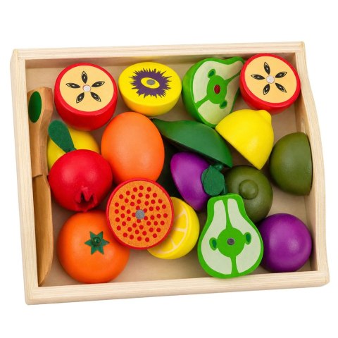 LEAN Toys Zestaw Drewniane Owoce Do Krojenia Magnetyczne Bezpieczny Nóż Deska