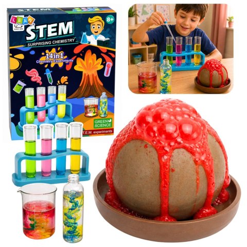 LEAN Toys Zestaw Edukacyjny Doświadczalny Mały Chemik 14w1 Eksperymenty Wulkan