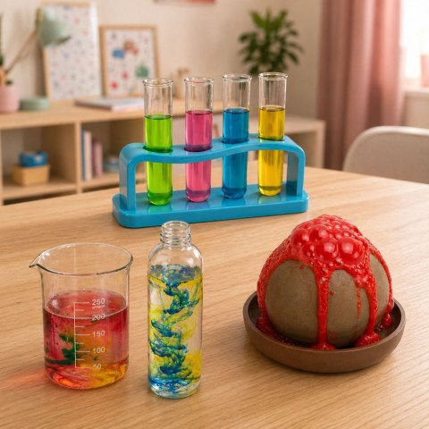 LEAN Toys Zestaw Edukacyjny Doświadczalny Mały Chemik 14w1 Eksperymenty Wulkan