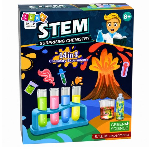 LEAN Toys Zestaw Edukacyjny Doświadczalny Mały Chemik 14w1 Eksperymenty Wulkan