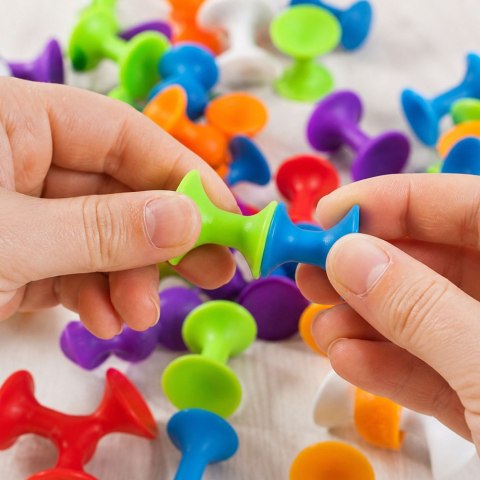 LEAN Toys Zestaw Klocki Konstrukcyjne Przyssawki Sensoryczne Kolorowe Pszczółki