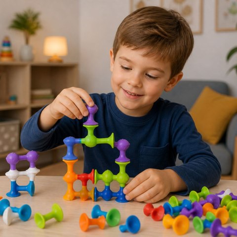 LEAN Toys Zestaw Klocki Konstrukcyjne Przyssawki Sensoryczne Kolorowe Pszczółki