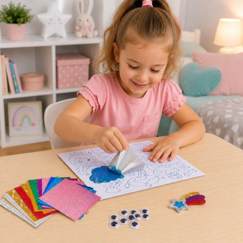 LEAN Toys Zestaw Kreatywny Plastyczny Foil Art DIY Wyklejanie Błyszczącą Folią