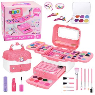 LEAN Toys Zestaw Piękności Kuferek Z Kosmetykami Dla Dzieci Jednorożec Różowy 72 el.