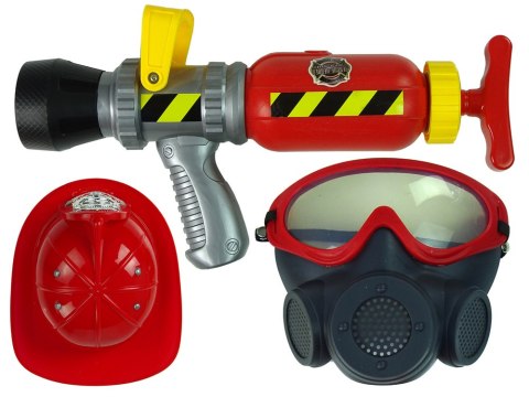 LEAN Toys Zestaw Straż Pożarna Gaśnica Na Wodę Maska Kask Czerwony
