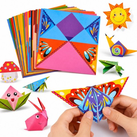 LEAN Zestaw Do Origami Papier Kolorowy Książeczka Instruktażowa 100 Arkuszy