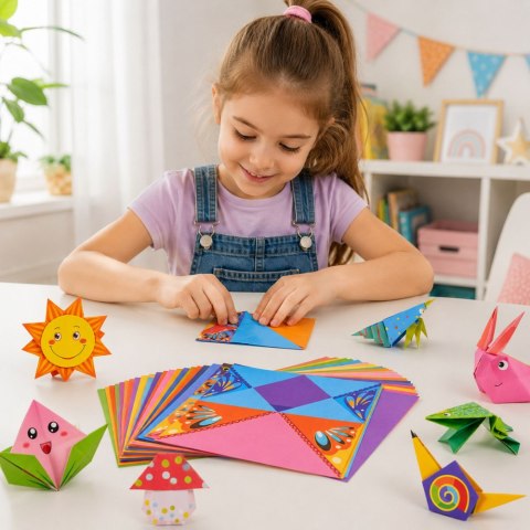 LEAN Zestaw Do Origami Papier Kolorowy Książeczka Instruktażowa 100 Arkuszy