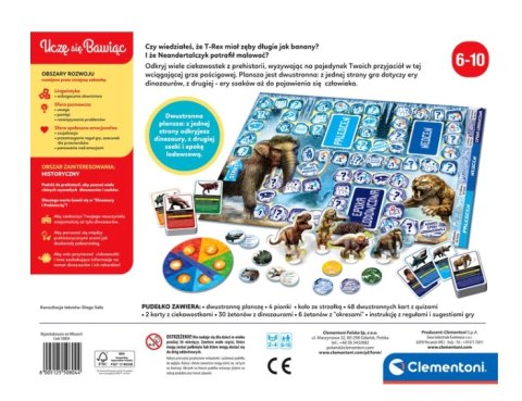 Clementoni Gra planszowa Quiz Dinozaury i Prehistoria Epoka Lodowcowa Uczę się Bawiąc Język Polski Clementoni 50804