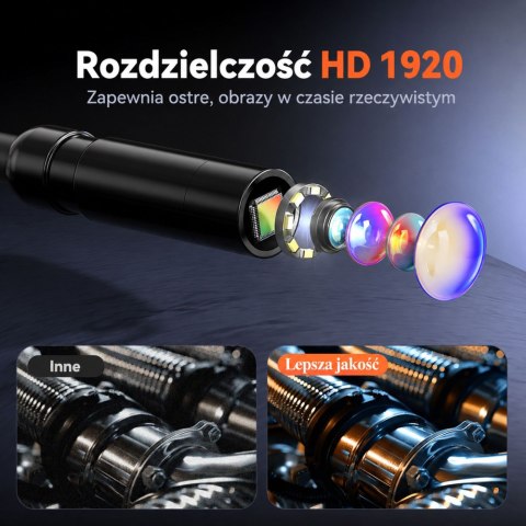 LEAN Kamera Przewodowa Inspekcyjna Endoskop 8 Diod LED LCD 4,3'' IP67