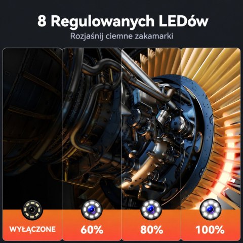 LEAN Kamera Przewodowa Inspekcyjna Endoskop 8 Diod LED LCD 4,3'' IP67