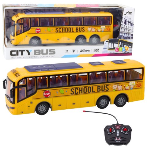 LEAN Toys Autobus Zdalnie Sterowany RC Szkolny 1:30 Światła Żółty