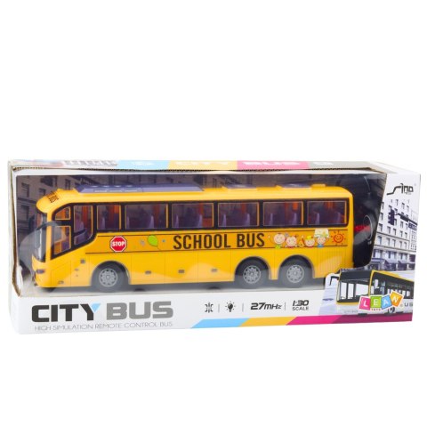 LEAN Toys Autobus Zdalnie Sterowany RC Szkolny 1:30 Światła Żółty