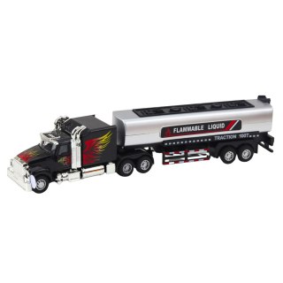 LEAN Toys Ciężarówka Cysterna Transport Drewna Napęd Pull-Back Światła Dźwięki 1:36
