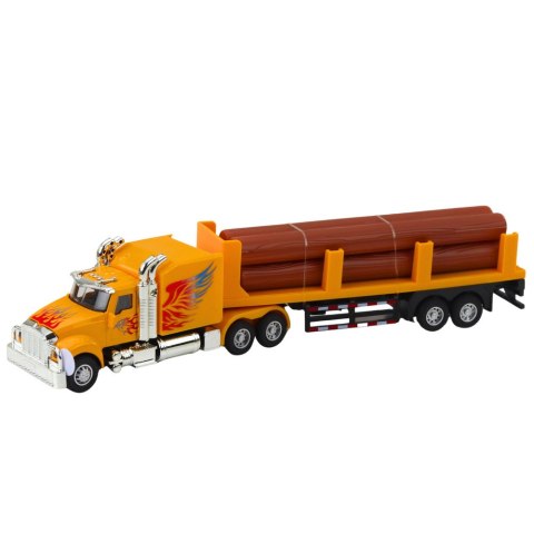 LEAN Toys Ciężarówka Cysterna Transport Drewna Napęd Pull-Back Światła Dźwięki 1:36