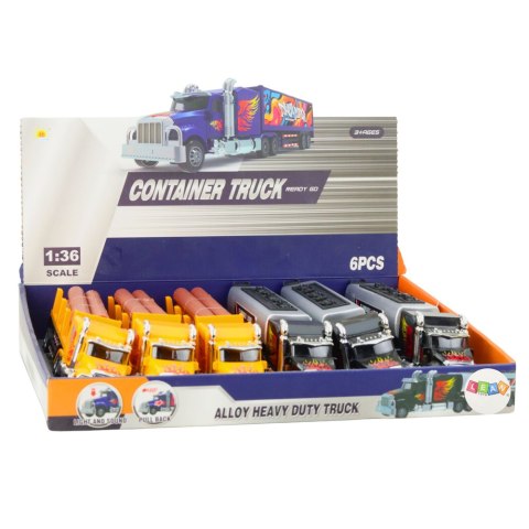 LEAN Toys Ciężarówka Cysterna Transport Drewna Napęd Pull-Back Światła Dźwięki 1:36