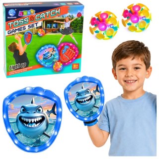 LEAN Toys Gra Zręcznościowa Do Rzucania Łapania Paletki Piłeczki Świecące LED Rekin
