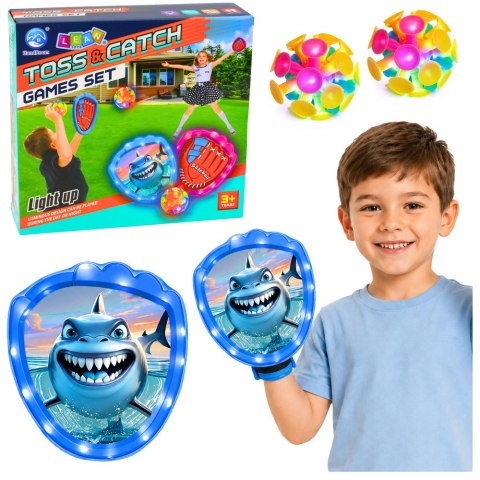 LEAN Toys Gra Zręcznościowa Do Rzucania Łapania Paletki Piłeczki Świecące LED Rekin