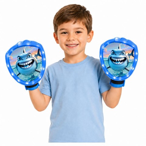 LEAN Toys Gra Zręcznościowa Do Rzucania Łapania Paletki Piłeczki Świecące LED Rekin