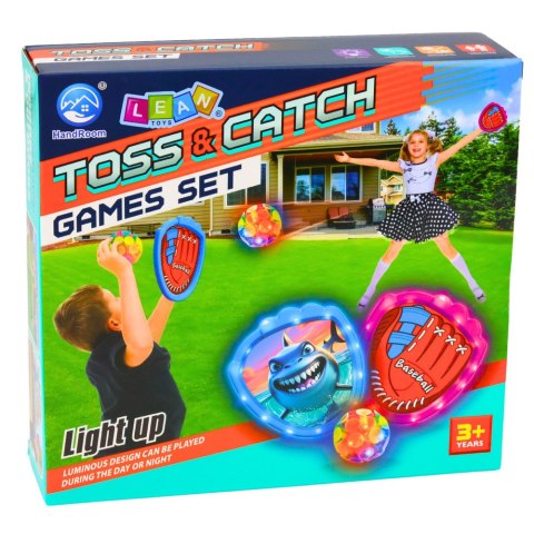 LEAN Toys Gra Zręcznościowa Do Rzucania Łapania Paletki Piłeczki Świecące LED Rekin