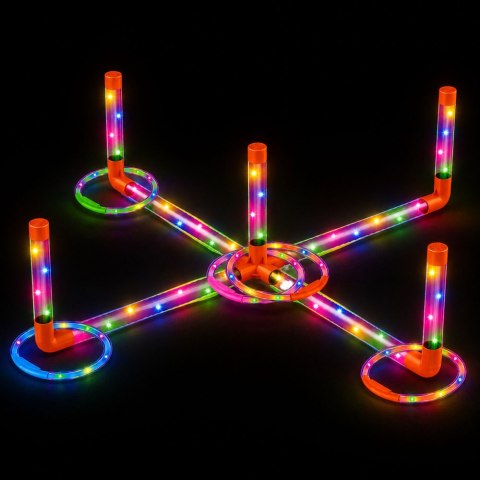 LEAN Toys Gra Zręcznościowa Ringo Rzut do Celu Dla Dzieci LED Świecące Obręcze Słupki