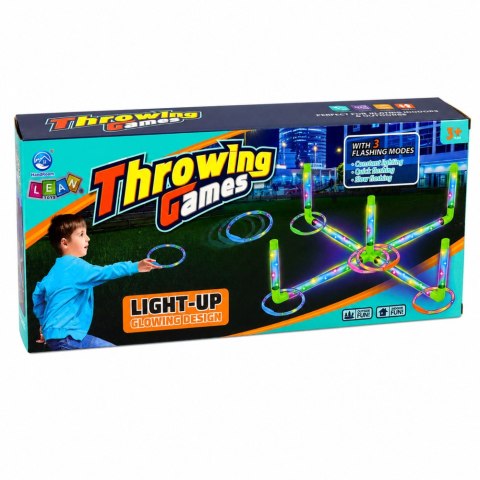LEAN Toys Gra Zręcznościowa Ringo Rzut do Celu Dla Dzieci LED Świecące Obręcze Słupki