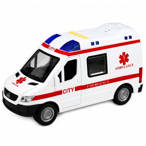 LEAN Toys Karetka Pogotowia Ambulans Nosze Napęd Światła Dźwięki Biała 1:10