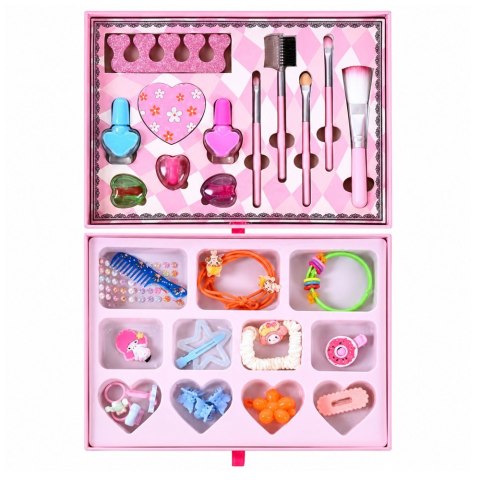 LEAN Toys Kuferek z Kosmetykami Do Makijażu Zestaw Dla Dzieci Szkatułka Różowa