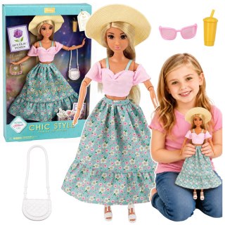LEAN Toys Lalka Anlily Fashion w Spódnicy I Kapeluszu Torba Kubek Akcesoria Zestaw