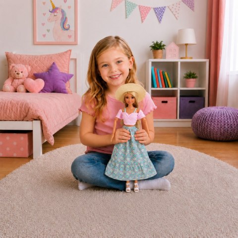 LEAN Toys Lalka Anlily Fashion w Spódnicy I Kapeluszu Torba Kubek Akcesoria Zestaw
