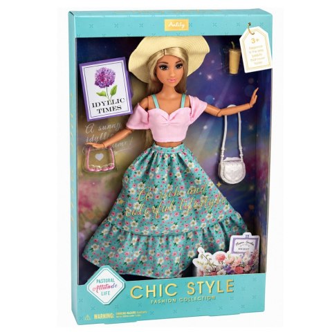 LEAN Toys Lalka Anlily Fashion w Spódnicy I Kapeluszu Torba Kubek Akcesoria Zestaw