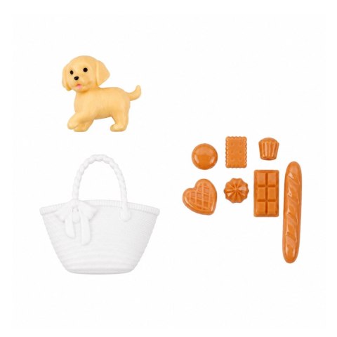 LEAN Toys Lalka Anlily Fashion z Pieskiem Sukienka w Kwiaty Torba Przekąski Akcesoria