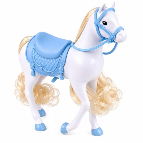 LEAN Toys Lalka Anlily Na Białym Koniu Księżniczka W Niebieskiej Sukni Akcesoria