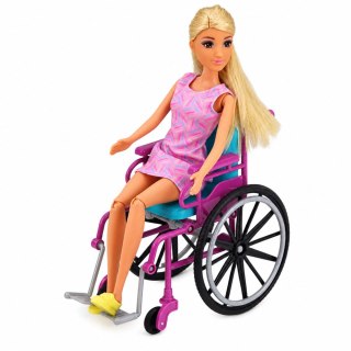 LEAN Toys Lalka Anlily Na Wózku Inwalidzkim z Kulami i Gipsem Akcesoria Zestaw