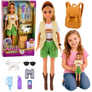 LEAN Toys Lalka Anlily Podróżniczka Turystka z Pieskiem Plecak Akcesoria Zestaw