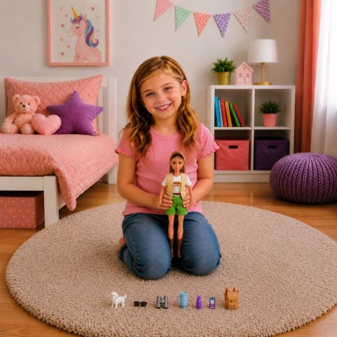 LEAN Toys Lalka Anlily Podróżniczka Turystka z Pieskiem Plecak Akcesoria Zestaw