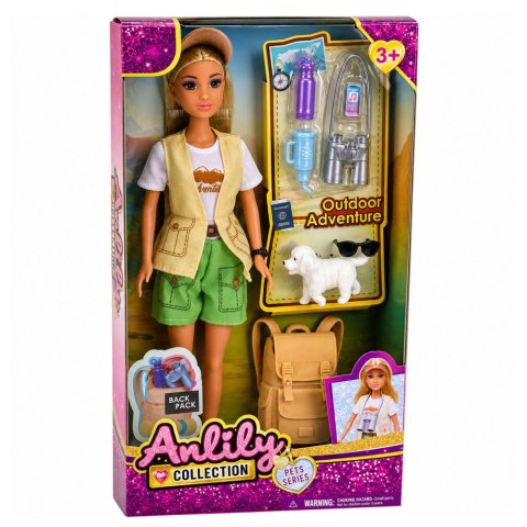 LEAN Toys Lalka Anlily Podróżniczka Turystka z Pieskiem Plecak Akcesoria Zestaw