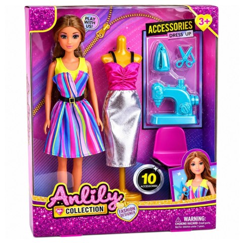 LEAN Toys Lalka Anlily Projektantka Ubrań Krawcowa Maszyna Do Szycia Manekin Zestaw